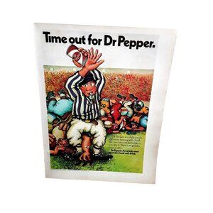 1971 Dr Pepper Football Referee Time Out Vintage Print Ad Colorful